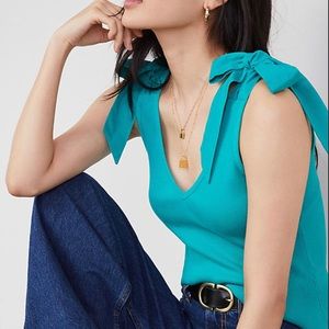 Maeve by Anthropologie Green Teal Bow-tie tank M